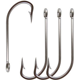 50pcs/lot Strong Stainless Steel O'shaughnessy Hooks 34007 Long Shank Saltwater Hook Trolling Fishing Hooks Set (1/0-50pcs)