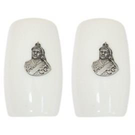 Queen Victoria China Salt and Pepper Shakers Cruet Set Modern White CSP 620