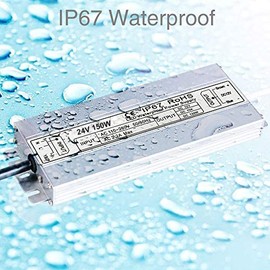 Idealy 24V 150W LED Driver,Waterproof IP67 LED Power Supply Low Voltage Transformer Adapter,100V-260V AC to 24V DC Output for Any 24VDC LED Lighting