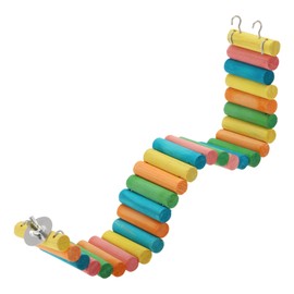 RENEWREVITAL Hamster Bridge, Flexible Bendy Climbing Ladder, Hanging Wooden Hamster Stairs for Small Animals, 15.75" L x 2.36" W, Rainbow Color