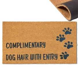 Assaoy COMPLIMENTARY Dog Hair with Entry Funny Door Mats Outside Coir Doormat for Home Entrance,Front Door mat,Indoor Entrance Embroidered Welcome Rubber Rugs Home Back to School Decor 30”x 18”
