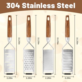 SHIKORI Stainless Steel & Wood Cheese Grater with Protective Cover (Set)