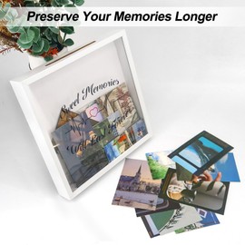 FramePro Travel Memory Box, 12x12 Inch Shadow Box with Slot, Ticket Stub Collection Box, Travel Picture Frame, Adventure Archive Box, White