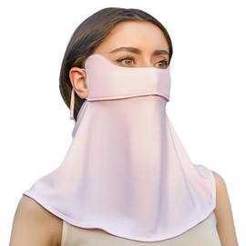 AWOCAN Balaclava Neck Gaiter with Ear Sun Protection Loops Scarf Bandana UPF 50+ Face Covers Breathable Reusable Sport Face Scarf Mask (PINK)