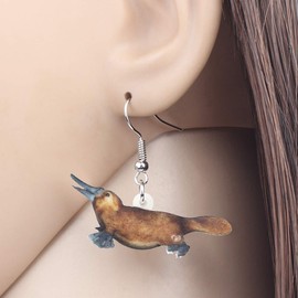 DUOWEI Acrylic Africa Platypus Duckbill Earrings Dangle Jewelry for Women Gifts (Brown)