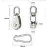 2pcs M15 Stainless Steel Crane Swivel Hook Single Pulley Roller