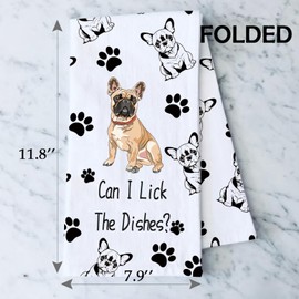 French Bulldog Tea Towel, French Bulldog Gift for Lovers of French Bulldog, Housewarming Gift Tea Towel (French Bulldog Lick The 2uk)