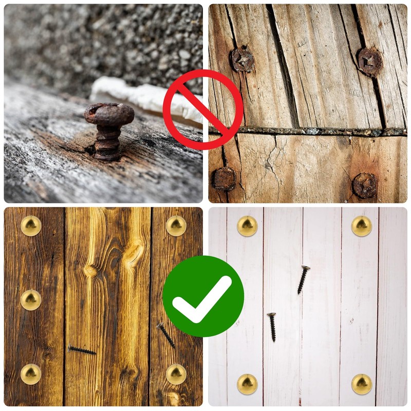 16PCS Decorative Wood Screws, Brass Decorative Screws with Caps, Self