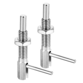 uxcell 2Pcs Retractable Indexing Plunger Pin, M6 L Spring Plunger Stainless Steel Spring Loaded Latch Telescopic Locking Pin with Nut for Machinery Shipbuilding