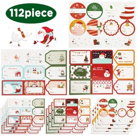 Hianjoo Pegatinas Navideñas Etiquetas, 112 Piezas 28 Estilos Etiquetas de Regalo Pegatinas Etiquetas Autoadhesivas Etiquetas de Nombre de Navidad Presenta Etiquetas para Regalos Festival Cumpleaños