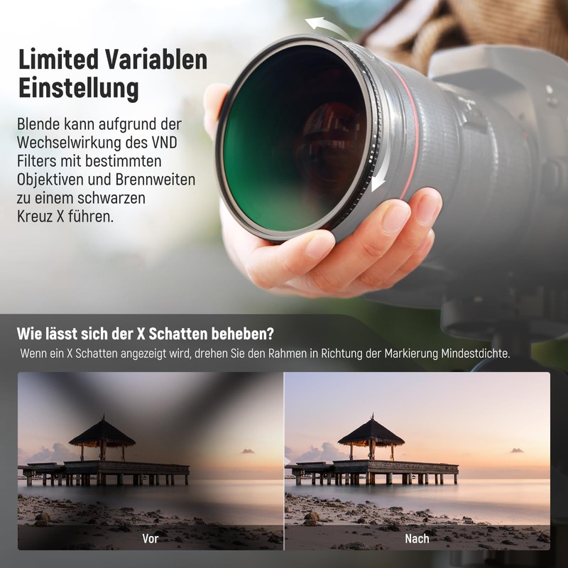 NEEWER 55 mm True Colours Variable ND Filter ND2-ND400, Hard