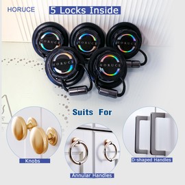 5 Pack Cabinet Locks Baby Proofing For Knobs & Handles, Length Adjustable Child Safety Locks, Easy to Use Safety Child Locks No Drill No Screws No Adhesive No Magnets No Tools. (Black)