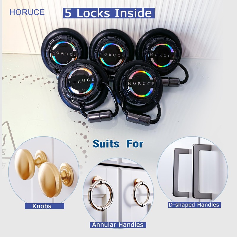 5 Pack Cabinet Locks Baby Proofing For Knobs & Handles,