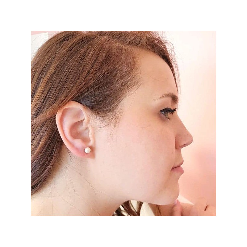 ComfyEarrings Pearl Studs with Comfy Flat Back