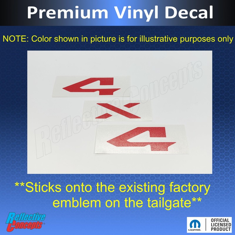 Reflective Concepts 4x4 Emblem Overlay Decal Sticker -Fits: 2019-2026 Ram,