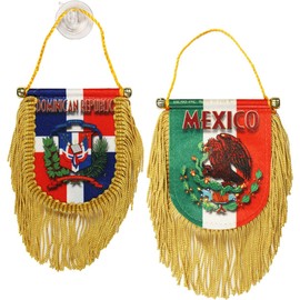Dominican Republic and Mexico - Mini Boxing Glove and Double-sided Fringed Mini Banner (Shield) Combo