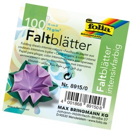 Folia Bringmann Folding Sheets 70 g/m², 100 Blatt in 10 Assorted Colours, 15 cm