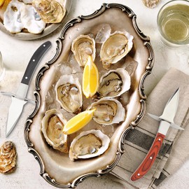 Oyster Shucker Set - 2 Oysters Shucking Knives with Comfort Wood handle and One Pair of Level 5 Cut Resistant Gloves, Seafood Opener Kit Tools for Clam, Shellfish, Crab, Scallop, Protect Your Hand