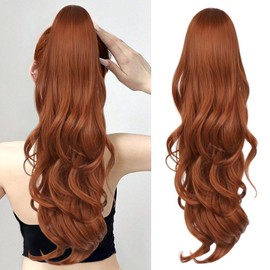 Extensión de cola de caballo, extensión de cola de caballo con cordón para mujeres, extensiones de cabello de cola de caballo ondulada de 26 pulgadas de largo, clip sintético en la cola de caballo