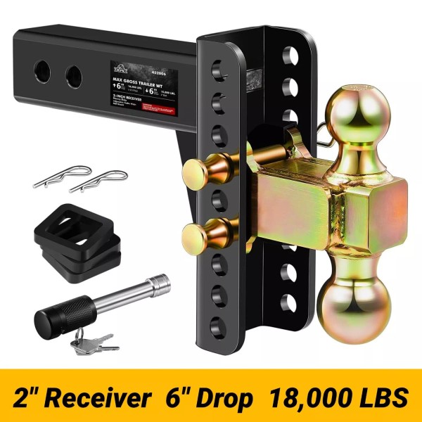XPE Trailer Hitch Fits 2-inch Receiver, 6-inch Adjustable Drop Hitch,