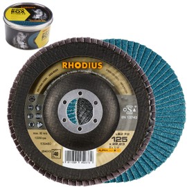 RHODIUS LSZ F2 | Pack of 5 Diameter 125 mm Grain 40 Flap Discs | Made in Germany | Metal Grinding Disc for Angle Grinders | Slat Disc | Fan Grinder