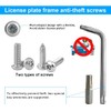 Anti Theft License Plate Screws Kits, Rustproof Stainless Steel Mounting