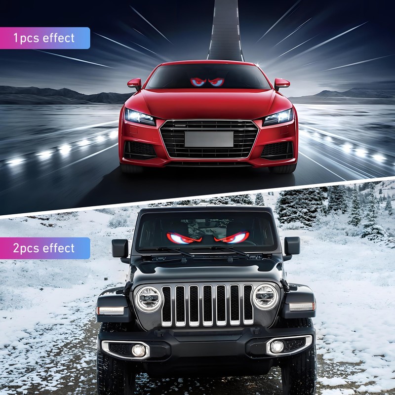 2PCS Devil Eyes Light for Cars,14.72inx3.62in Programmable Flexible LED Display