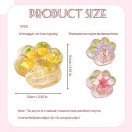 3pcs Taba Squishy, Taba Squishy Paw, Cat Paw Squishy, Squishy Toys for Stress Relief, Fruit Cat Paw Squishy Kit, Soft Fidget Toys for Girls, Boys, Anxiety Relief, Valentine Gifts, 6.5*6.5*3cm