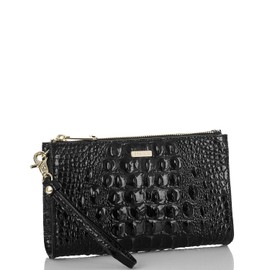 BRAHMIN Melbourne Daisy Clutch - Leather Purse - Lined Interior - Slide Out Wrist-strap - Zip-top Clutch Black One Size One Size