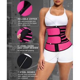 Lover-Beauty Waist Trainer for Women Sauna Double Belts Workout Waist Trainers Neoprene Corset Waist Cincher Trimmer with Zipper