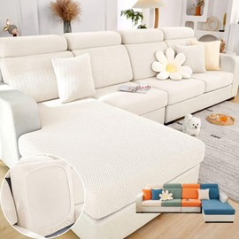 VFUX Soothing Home Sofa Covers, Sofa Hero Covers, Wear-Resistant Universal Couch Covers Washable Stretch Sectional Couch Cushion Covers (White,Large Triple Seat Cover)