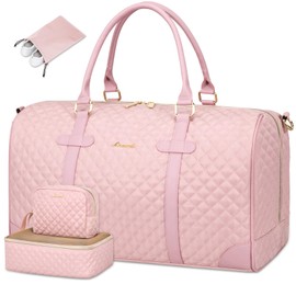 LOVEVOOK Travel Duffle Weekender Bag for Women - Carry-On Overnight With Wet Pocket, Shoe and Toiletry Compartments - Quilted Gym and Hospital Bag for Labor and Delivery (18 Inch)