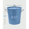 3Qt Blue Galvanized Ice Bucket with Lid, Scoop & Handles