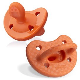 Chicco PhysioForma Luxe Silicone One Piece Pacifier for Babies Aged 16-24m | Fashion Textured Shield | BPA & Latex Free | Reusable Sterilizing Case | Terracotta, 2pk