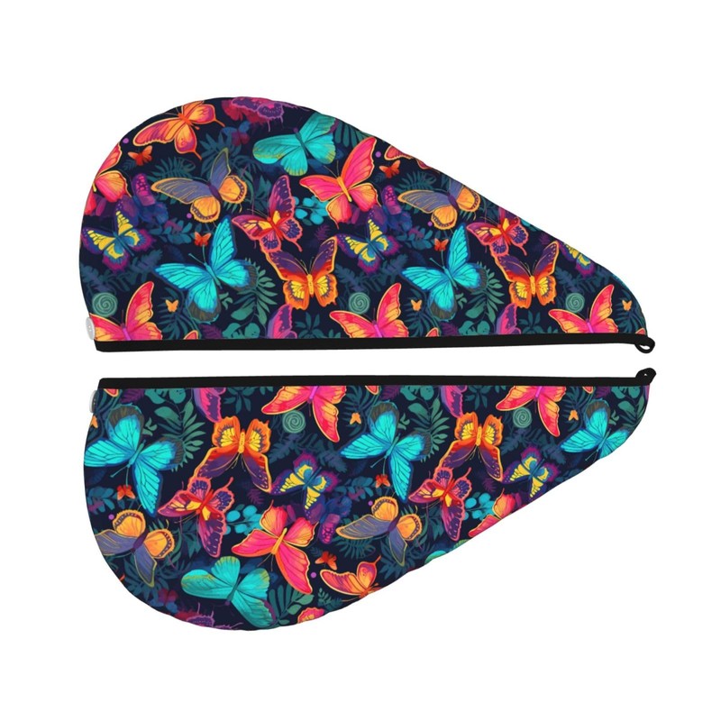 famliihw Butterfly Hair Towel Wrap Microfiber Fast Drying Hair Turban
