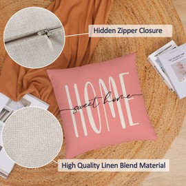 Tulip Pillow Covers 18x18 Set of 4 Spring Summer Throw Pillow Covers Pink Flower Pillow Covers Cushion Covers Square Cotton Linen Pillow Cases for Sofa Couch Outdoor Home Decorations(18 Inch)