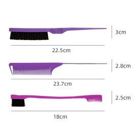 3 Pieces Toupier Brush Set Double Edge Brush and Comb Bristles Hair Brush Comb Care Edges Brush Combs Robust Rat Tail Hair Comb Set Hair Comb Including Double Cut Comb Robust and Comb Hairdressing Salon