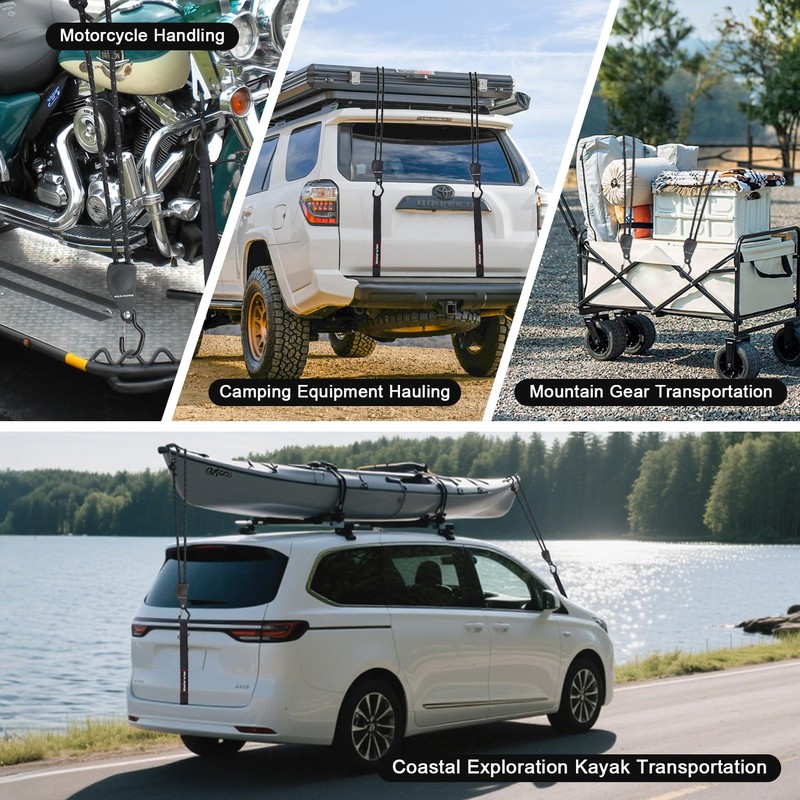 Masterwise 2 PCS Kayak Tie Down Straps with Reflective Stripe