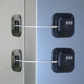 Fridge Lock Refrigerator Lock Freezer Lock Child Locks for Cabinets and Drawers Easy Install No Keys Combination Lock Multifunctional Child Safety Cabinet Lock(2, Black)