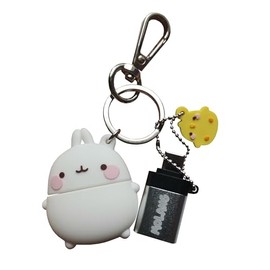 WONDEE Molang 2-in-1 Key Ring + USB and USB C Stick Funny 32 GB, Molang Figures with Additional USBC Adapter Gifts Cute and Kawai USB Stick Animal
