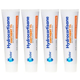 Globe (4 Pack) Hydrocortisone Maximum Strength Transparent Ointment 1%,1 oz, Anti-Itch Topical Ointment for Redness, Swelling, Itching, Rash, Bug/Mosquito Bites, Eczema, Hemorrhoids & More