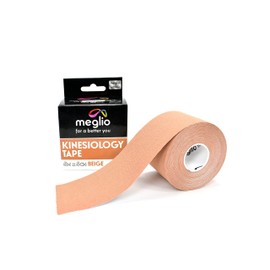 Meglio Kinesiology Tape - Uncut 5 Metre Roll - Therapeutic and Hypoallergenic - For Muscle Support & Sports Injury Recovery - Breathable & Waterproof - Knee, Ankle, & Wrist (Beige)