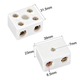 uxcell 2 Way Ceramics Terminal Blocks High Temp Porcelain Ceramic Connectors for Electrical Wire Cable 2pcs