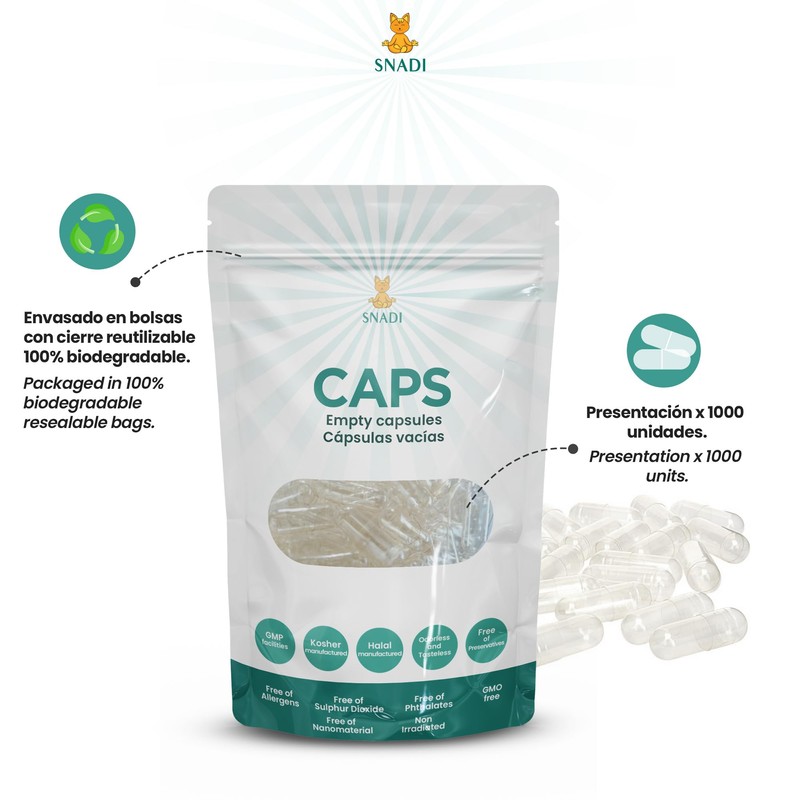 Empty Capsules 0 Vegan - Pack of 1000 Empty Capsules