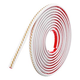 uxcell Peel and Stick Molding Trim for Walls 0.6" x 16 ft Flexible Mirror Molding Trim Self-Adhesive Wall Paneling Strip Wallpaper Border for DIY Floor Wall Baseboard, White/Gold