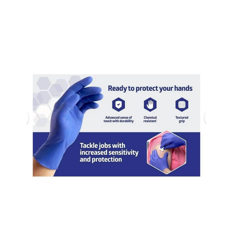 Medline FitGuard Prime Nitrile Exam Gloves, Disposable Gloves, Dark Blue,