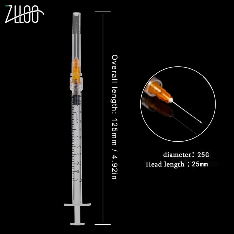 1ml/cc Plastic Tube with 25G-25mm Head, Disposable Luer-Lock Independent Packaging,