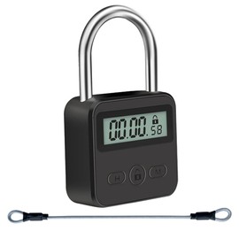 Metal Timer Lock, LCD Display Multi-Function Electronic Time, 99 Hours Max Timing, USB Rechargeable Timer Padlock (Black)