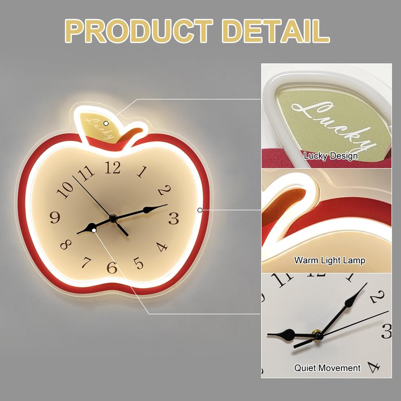 jXIN 12 Inch Apple Shaped Novelty Fun Shaped Wall Clock,