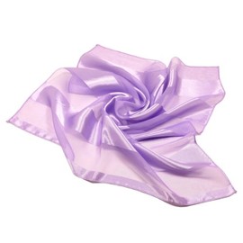 Premium Silk Feel Striped Satin Square Scarf, Lavender